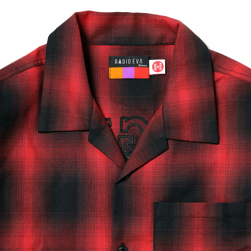 RADIO EVA A189 Longinus OPEN NECKED OMBRE CHECKED SHIRTS /RED: ファッション |  EVANGELION STORE オンライン
