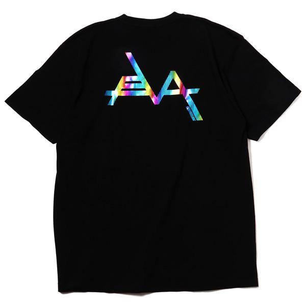 RADIO EVA 625 EVANGELION Solid Line Logo T-Shirt/BLACK×RAINBOW