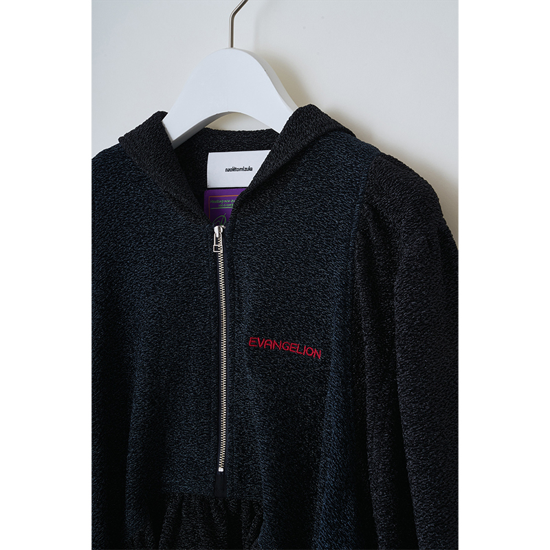 【RADIO EVA"THE 30"】C017 Half Zip Shiny Blouse by naokitomizuka/BLACK BLACK 34