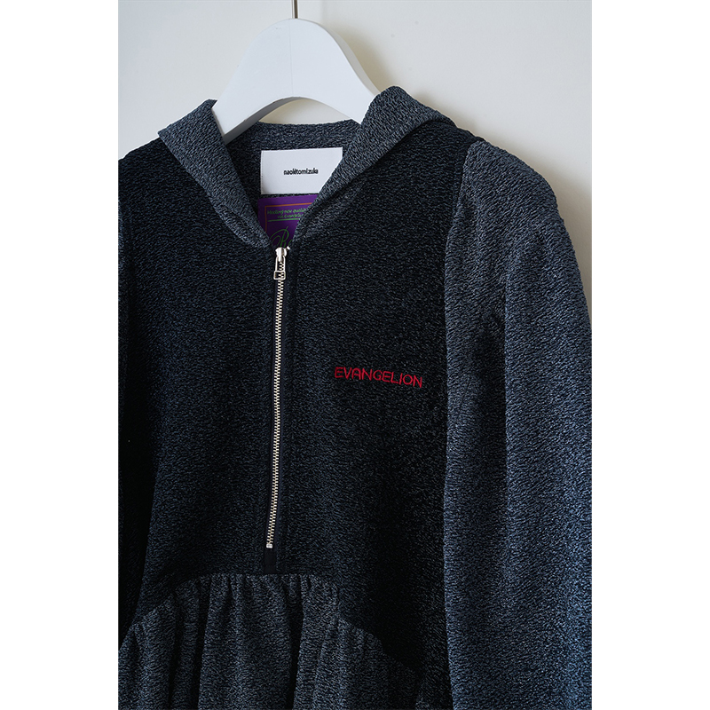 【RADIO EVA"THE 30"】C017 Half Zip Shiny Blouse by naokitomizuka/NAVY NAVY 34