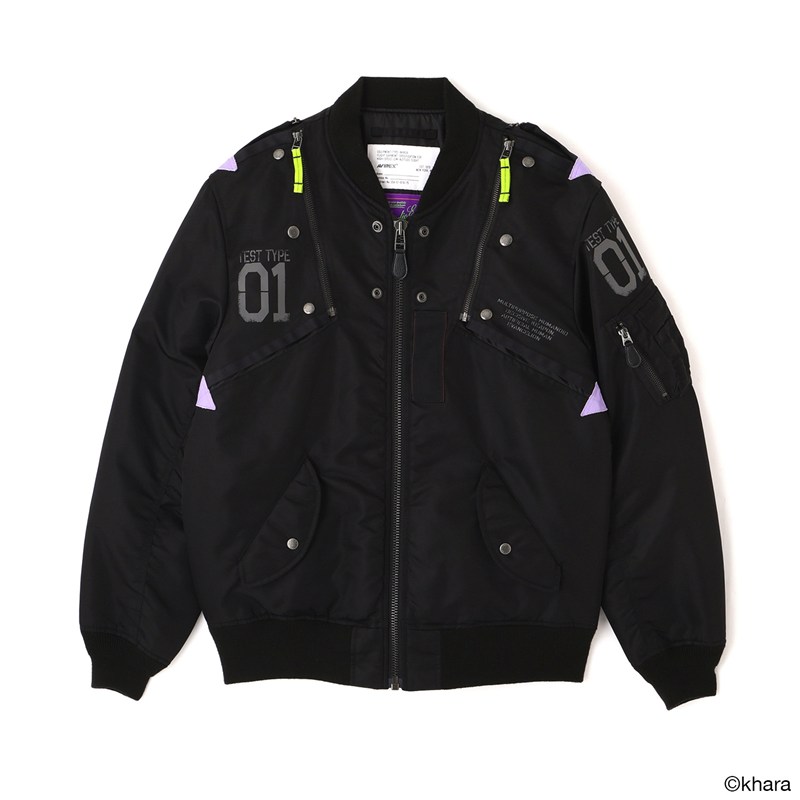 【RADIO EVA"THE 30"】C084 EVANGELION MA-1 REMODEL by AVIREX/BLACK(EVA-01) BLACK M