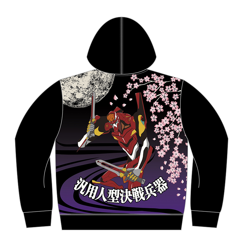 EVAx錦】月下桜2号機刺繍パーカー/ブラック [お届け予定：2026年2月