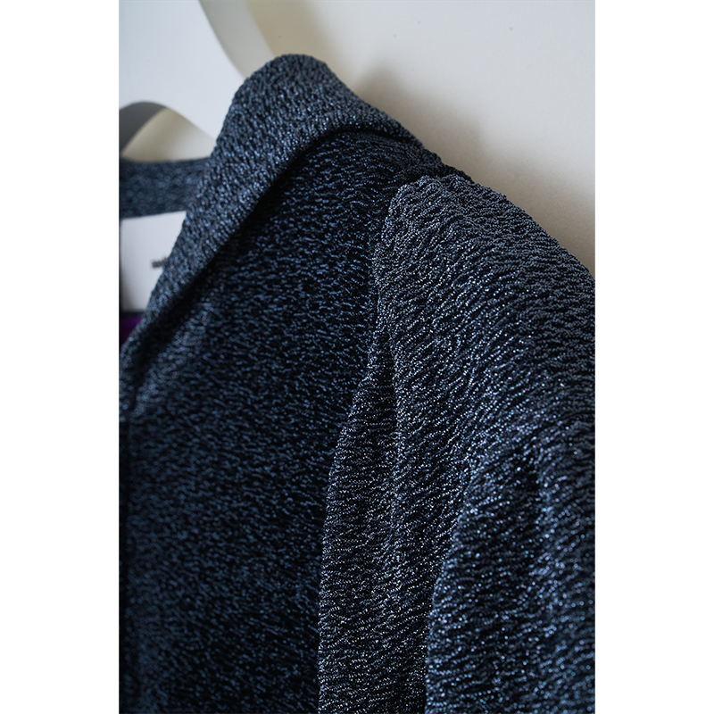 【RADIO EVA"THE 30"】C017 Half Zip Shiny Blouse by naokitomizuka/NAVY NAVY 34