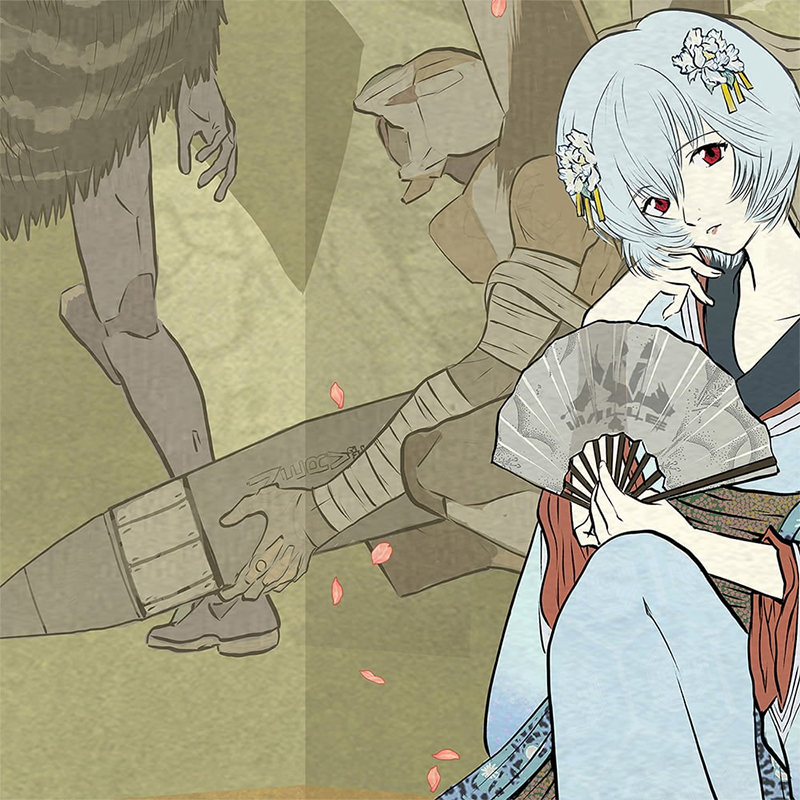 エヴァ浮世絵 箱根八里美人三画揃/レイ/キャラ用マットカラー(版三)