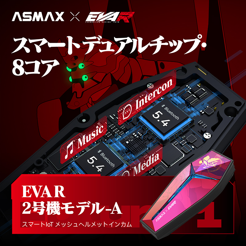 【ASMAX x EVA RACING】Future 1 インカム EVA R 2号機-A レッド(カスタムジャパン)