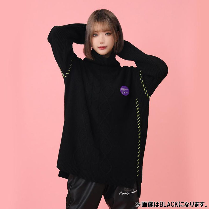 RADIO EVA A028 EVANGELION Hand Stitch Turtleneck Knit/WHITE
