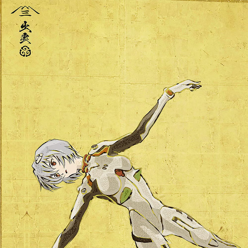 【受注生産品】エヴァ浮世絵屏風「EVANGELION風神雷神図屏風」風神図:零号機/レイ(版三)