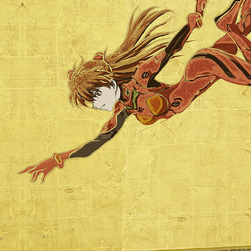 【受注生産品】エヴァ浮世絵屏風「EVANGELION風神雷神図屏風」風神図:2号機/アスカ(版三)