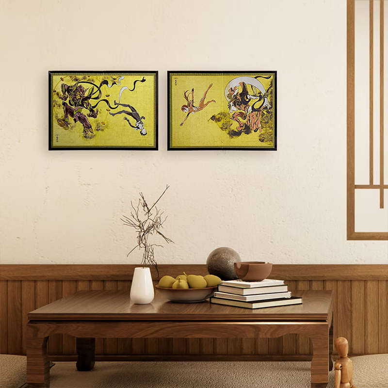 【受注生産品】エヴァ浮世絵屏風「EVANGELION風神雷神図屏風」雷神図:初号機/シンジ(版三)