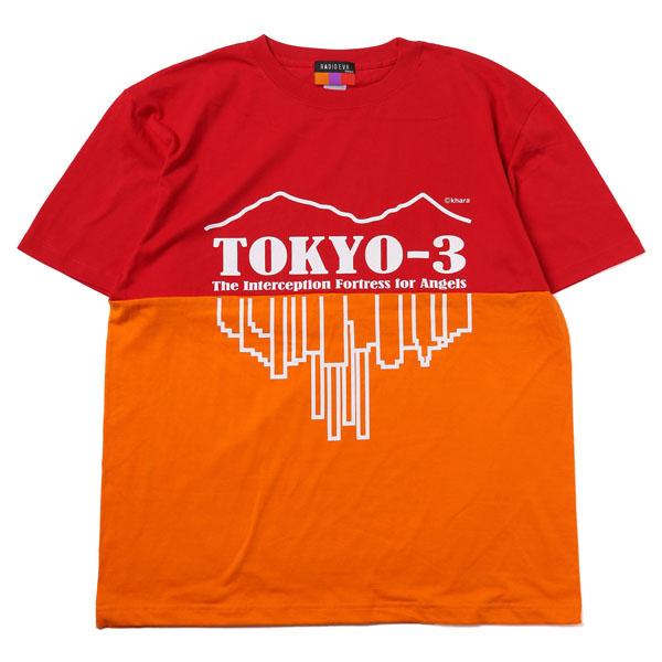 RADIO EVA A026 TOKYO-3 2Tone T-Shirt β/RED×ORANGE