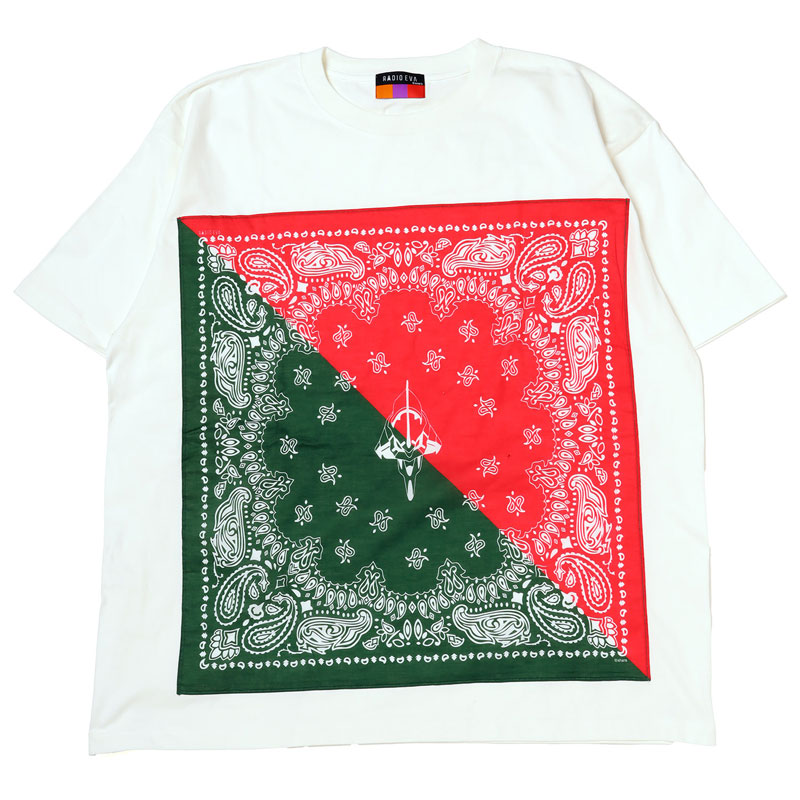 RADIO EVA A208 EVA-01 PAISLEYS 2TONE BANDANNA T-Shirt/WHITE  [お届け予定：2024年4月中旬]: ファッション | EVANGELION STORE オンライン