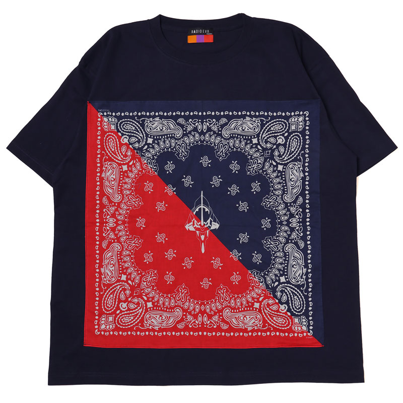 RADIO EVA A208 EVA-01 PAISLEYS 2TONE BANDANNA T-Shirt/NAVY  [お届け予定：2024年4月中旬]: ファッション | EVANGELION STORE オンライン