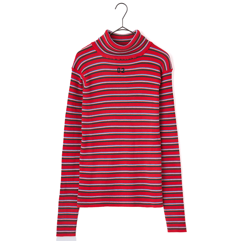 【RADIO EVA"THE 30"】C016 Multi Border EVA Knit by naokitomizuka/RED(02)