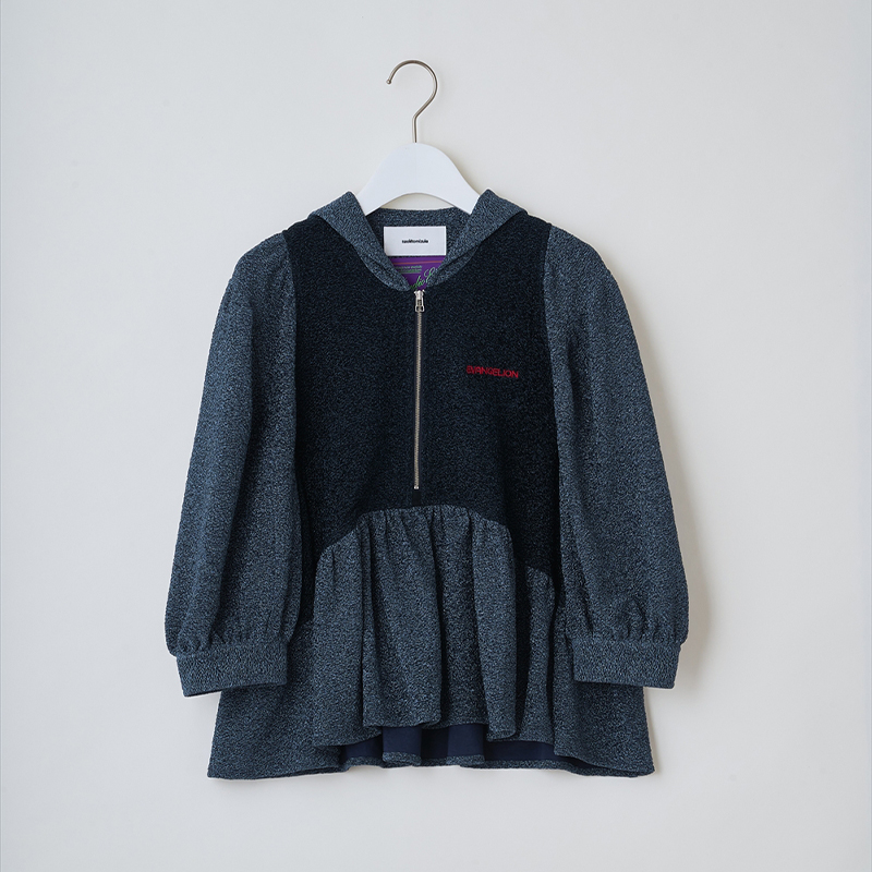 【RADIO EVA"THE 30"】C017 Half Zip Shiny Blouse by naokitomizuka/NAVY NAVY 34