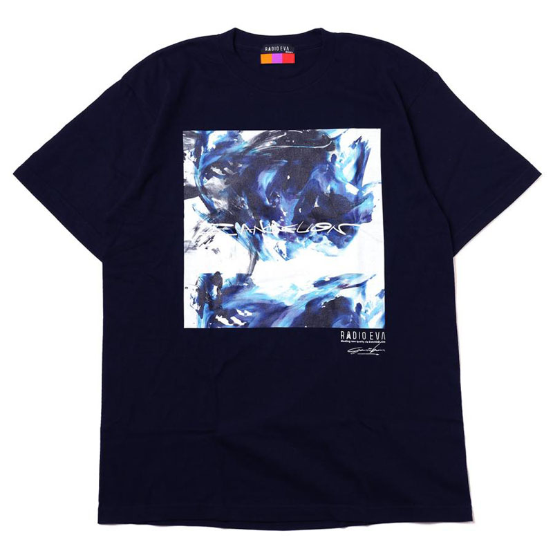 RADIO EVA A067 EVANGELION Painting T-Shirt by Cigarette-burns/NAVY(Mark.06) NAVY M
