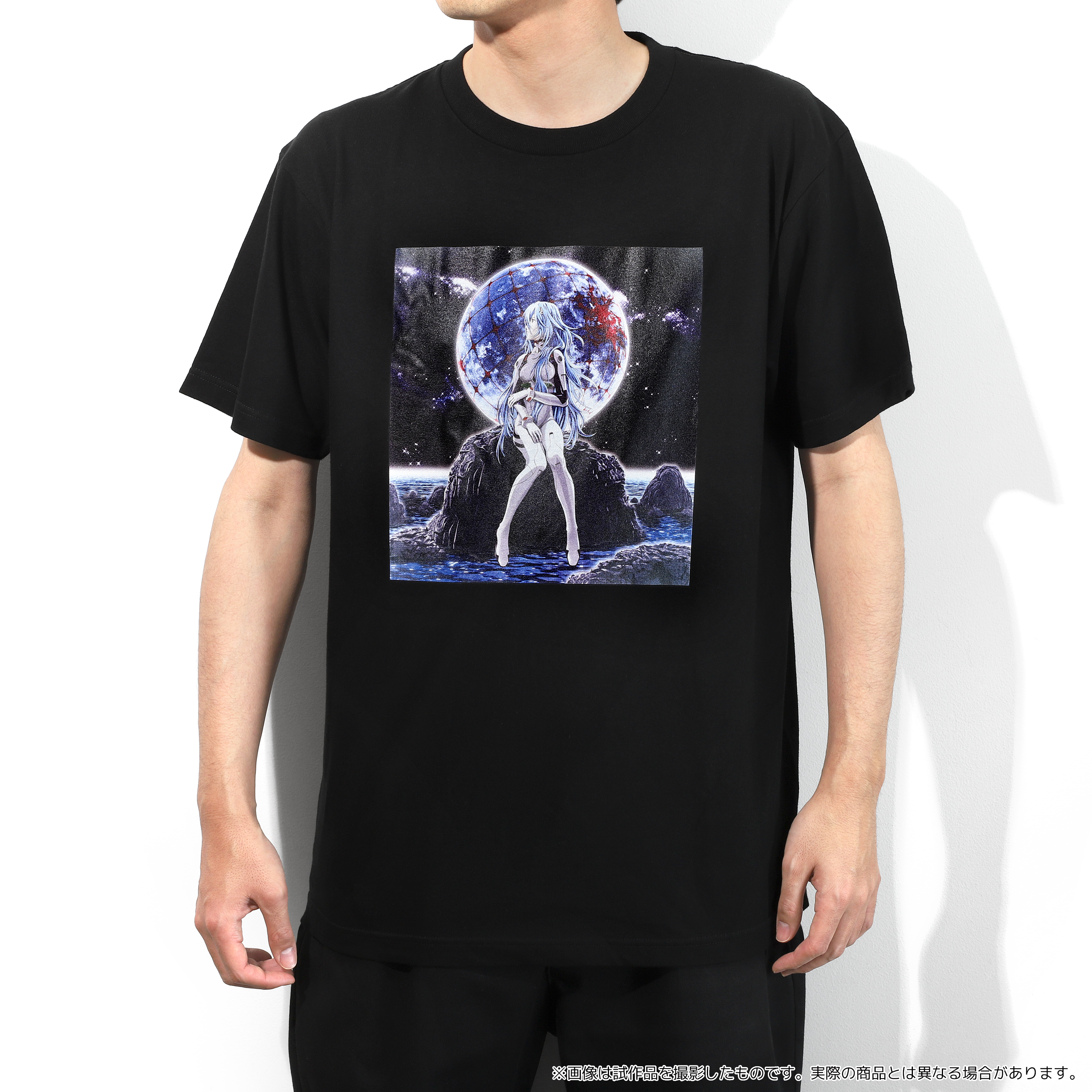 エヴァンゲリオン×錦コラボ 綾波レイと桜 半袖Tシャツ 黒 XL