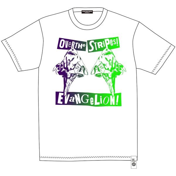 EVA×OVER THE STRiPES　初号機ツインヘッドTシャツ/パープルｘグリーン