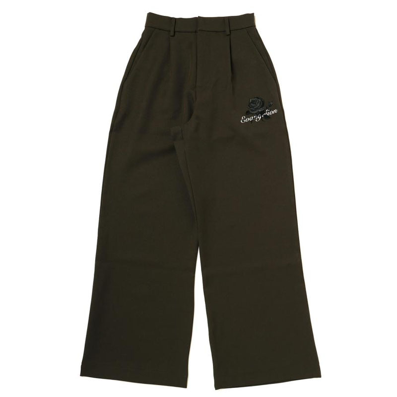 2024-25 秋冬新作  ハイブランドの RADIO EVA A057 EVA-01 Flower Embroidery Vegan Leather Pants パンツ