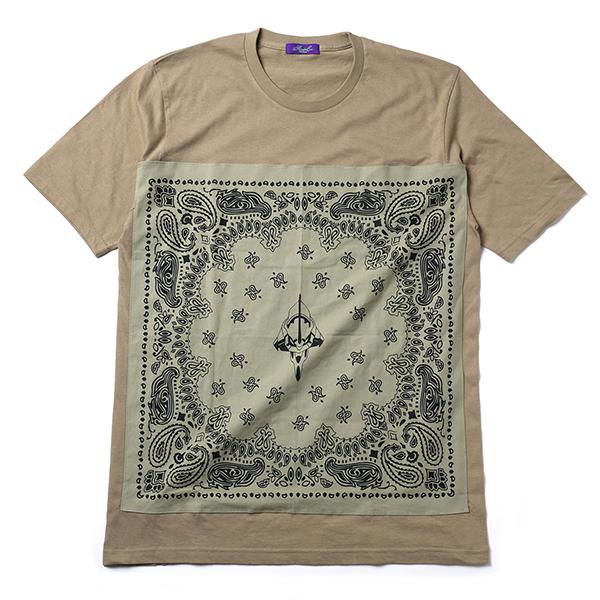 RADIO EVA 771 EVA-01 PAISLEYS BANDANA T-Shirt/SAND KHAKI×BEIGE