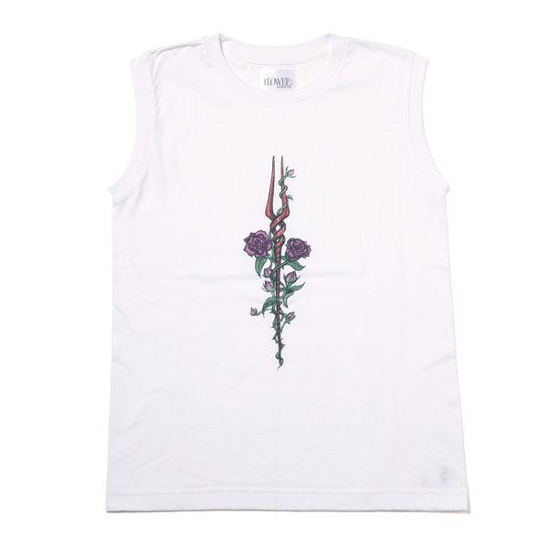 【FLOWER by RADIO EVA 049】Longinus Rose Sleeveless T-shirt/WHITE(COLOR)