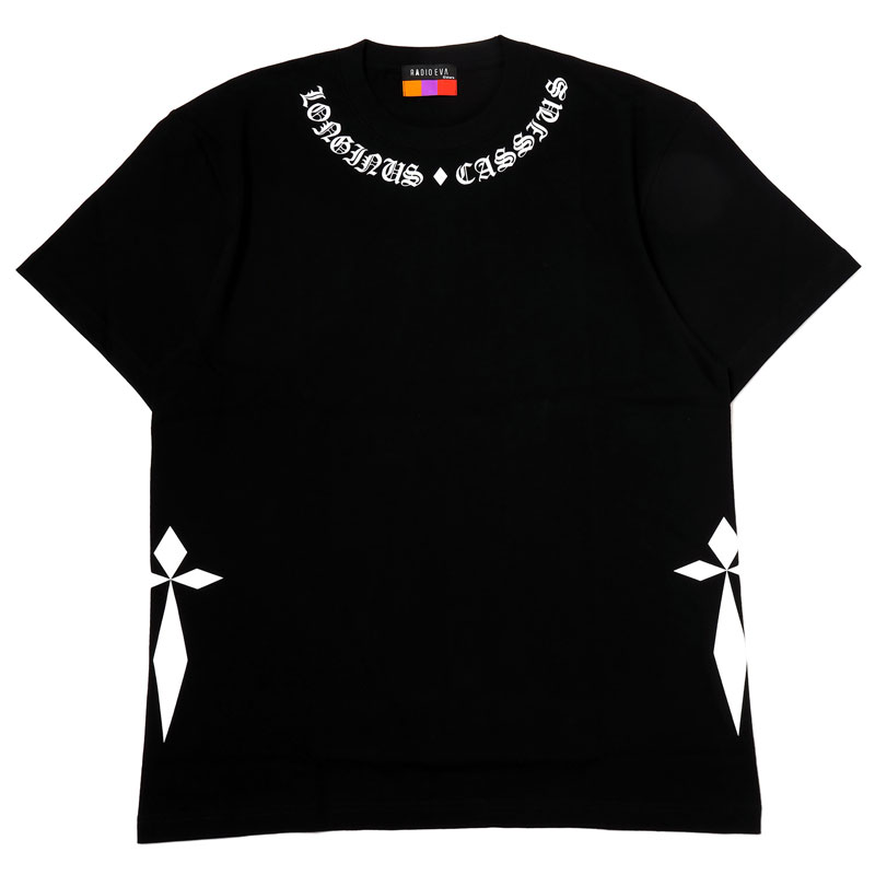RADIO EVA A225 LONGINUS・CASSIUS BLACKLETTER T-Shirt/WHITE