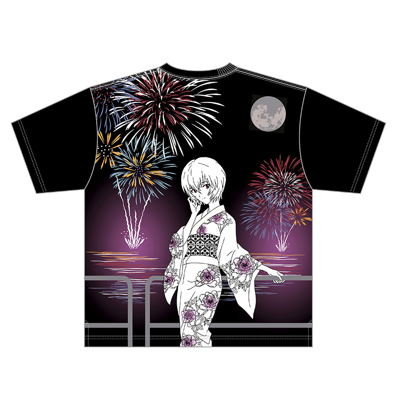 【EVAｘ錦】レイ浴衣と花火Tシャツ/黒 [お届け予定：2026年6月下旬]