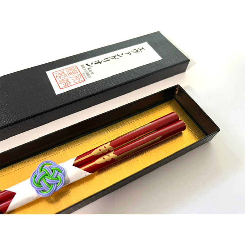 EVANGELIONコラボ輪島漆塗箸　朱塗／金ロンギヌスの槍（加波次吉漆器店）