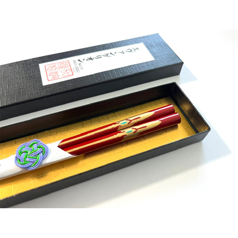 EVANGELIONコラボ輪島漆塗箸　朱塗／金カシウスの槍／天金（加波次吉漆器店）