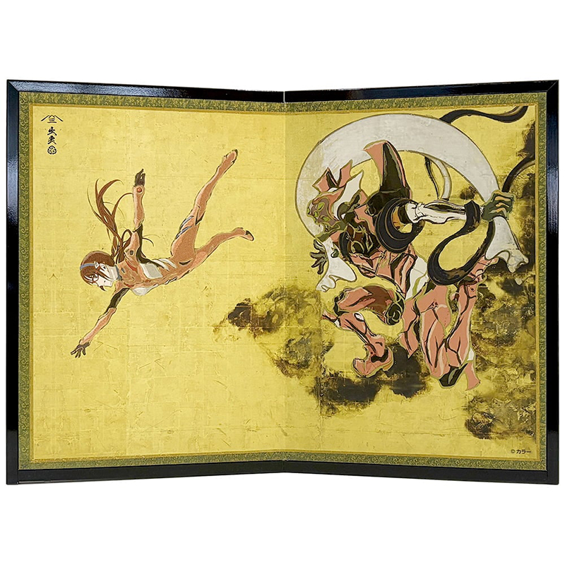 【受注生産品】エヴァ浮世絵屏風「EVANGELION風神雷神図屏風」風神図：8号機/マリ（版三）