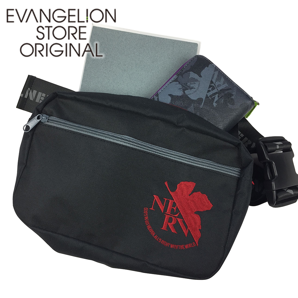 EVANGELION STOREオリジナル ウエストポーチ黒/NERVマーク