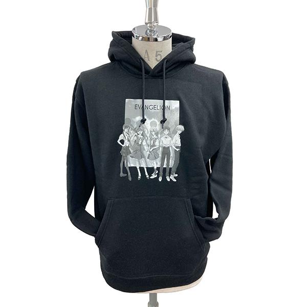 エヴァンゲリオン 裏起毛パーカー/パイロット5人/黒（ユニー）
