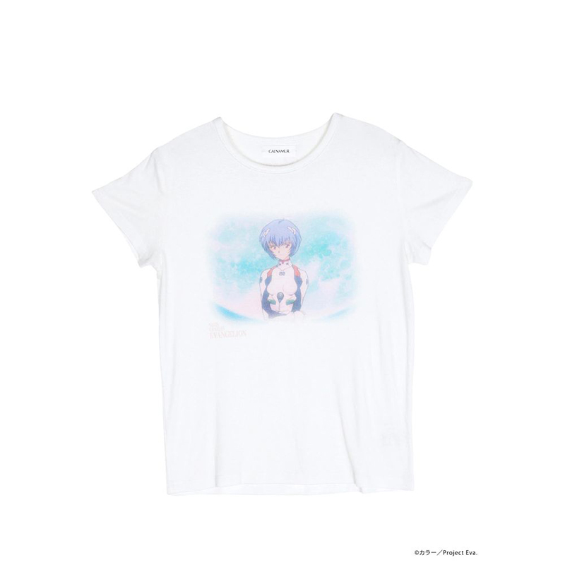 【EVANGELIONｘCALNAMUR】儚げTEE白/レイ/フリーサイズ [お届け予定：2026年4月中旬]