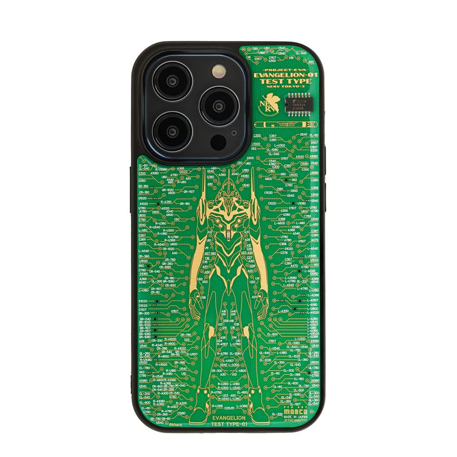 FLASH EVA01 基板アートiPhone 14Pro ケース（電子技販）/緑